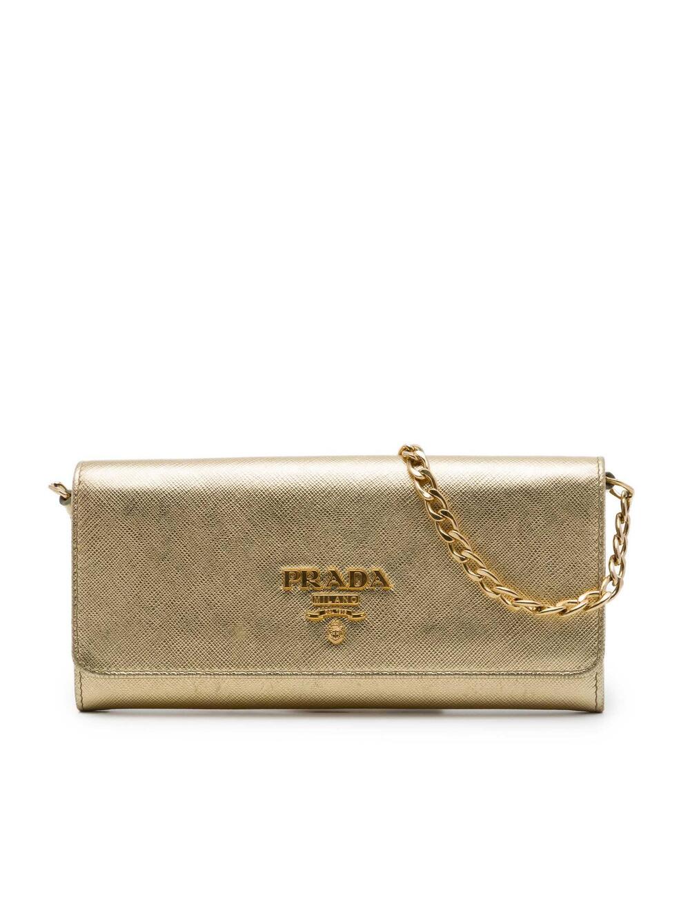 Prada Metallic Saffiano Wallet On Chain #350344P61B